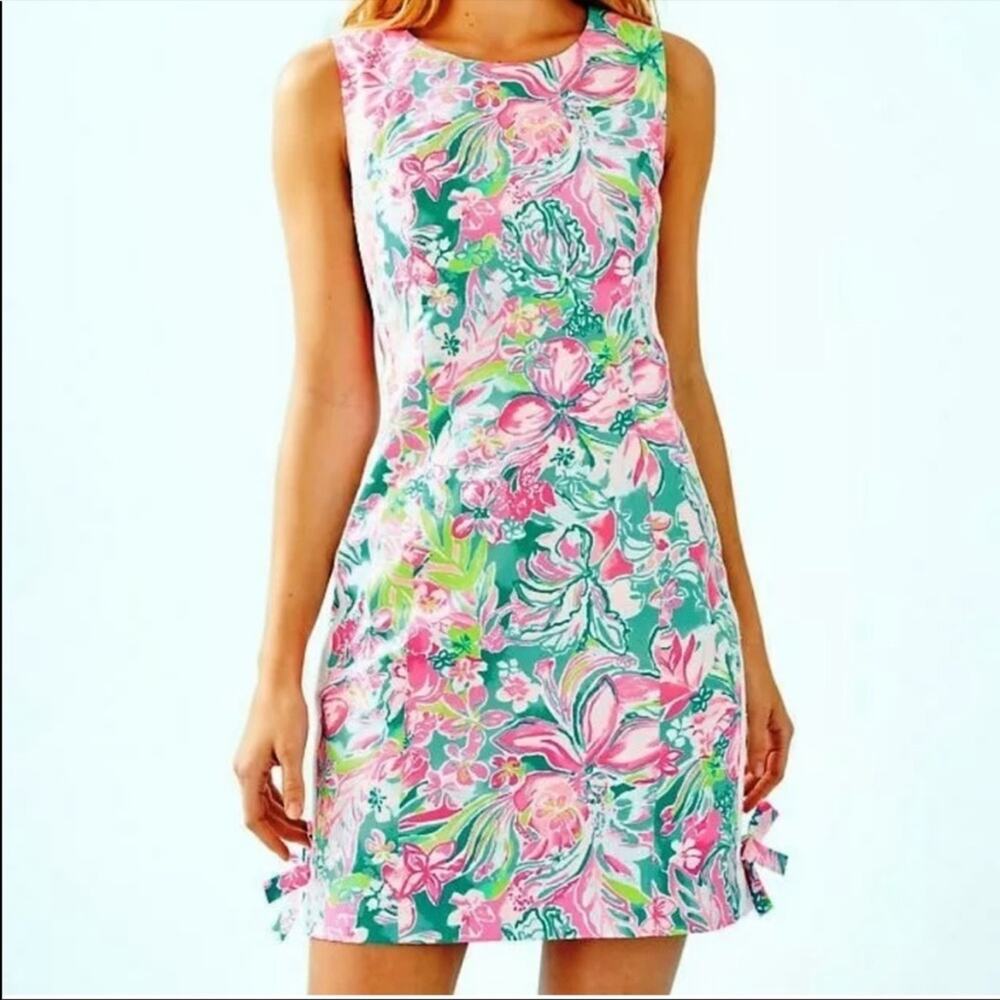 Lilly Pulitzer Mila Shift dress hot on the scene pink floral lace size 0 NWT